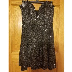 Windsor Sparkly Silver Strapless Dress